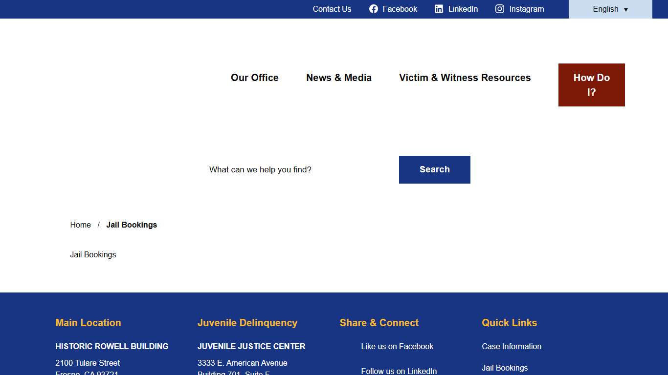 Jail Bookings - County of Fresno District Attorney